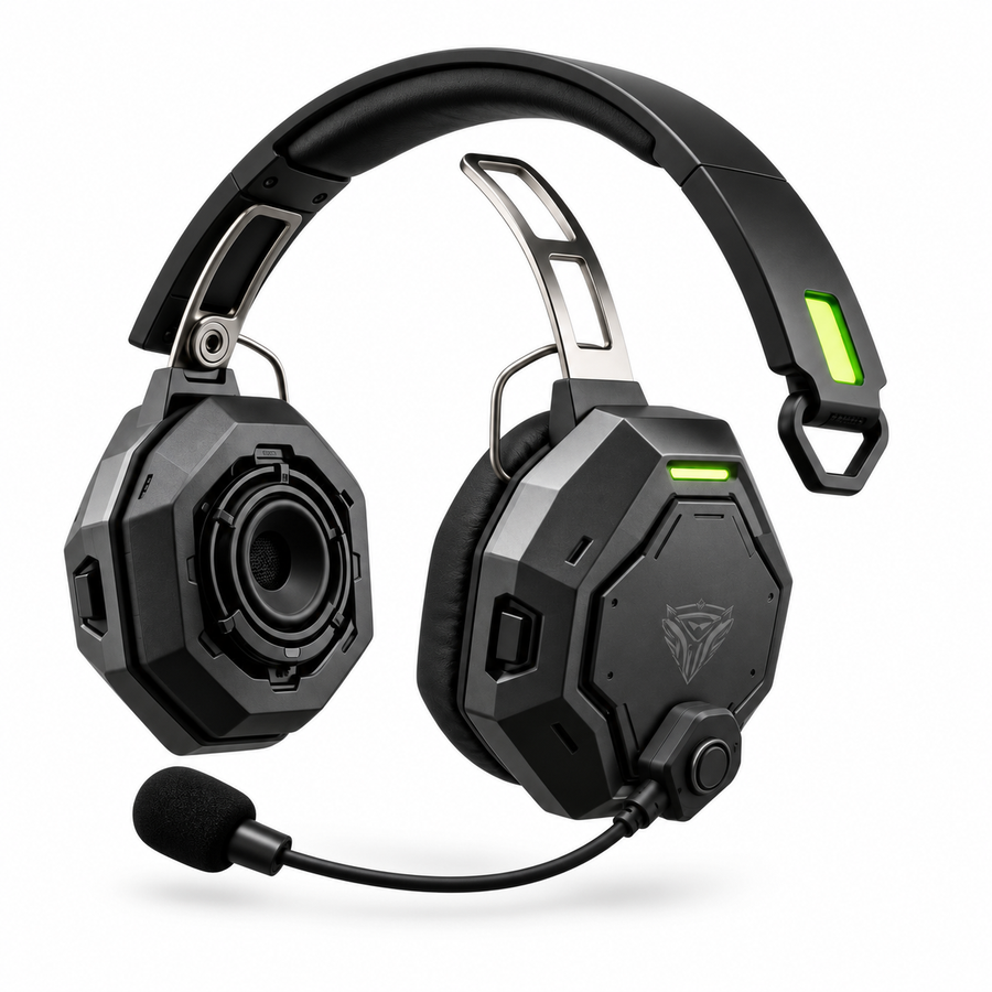 Octagonal Mecha Wired Over-Ear Gaming Headset with Detachable Boom Mic