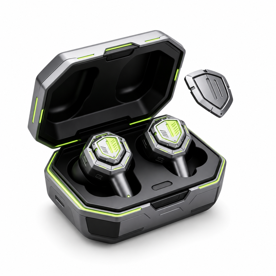 Mecha Shield Gaming TWS Earbuds with Magnetic Interchangeable Faceplates