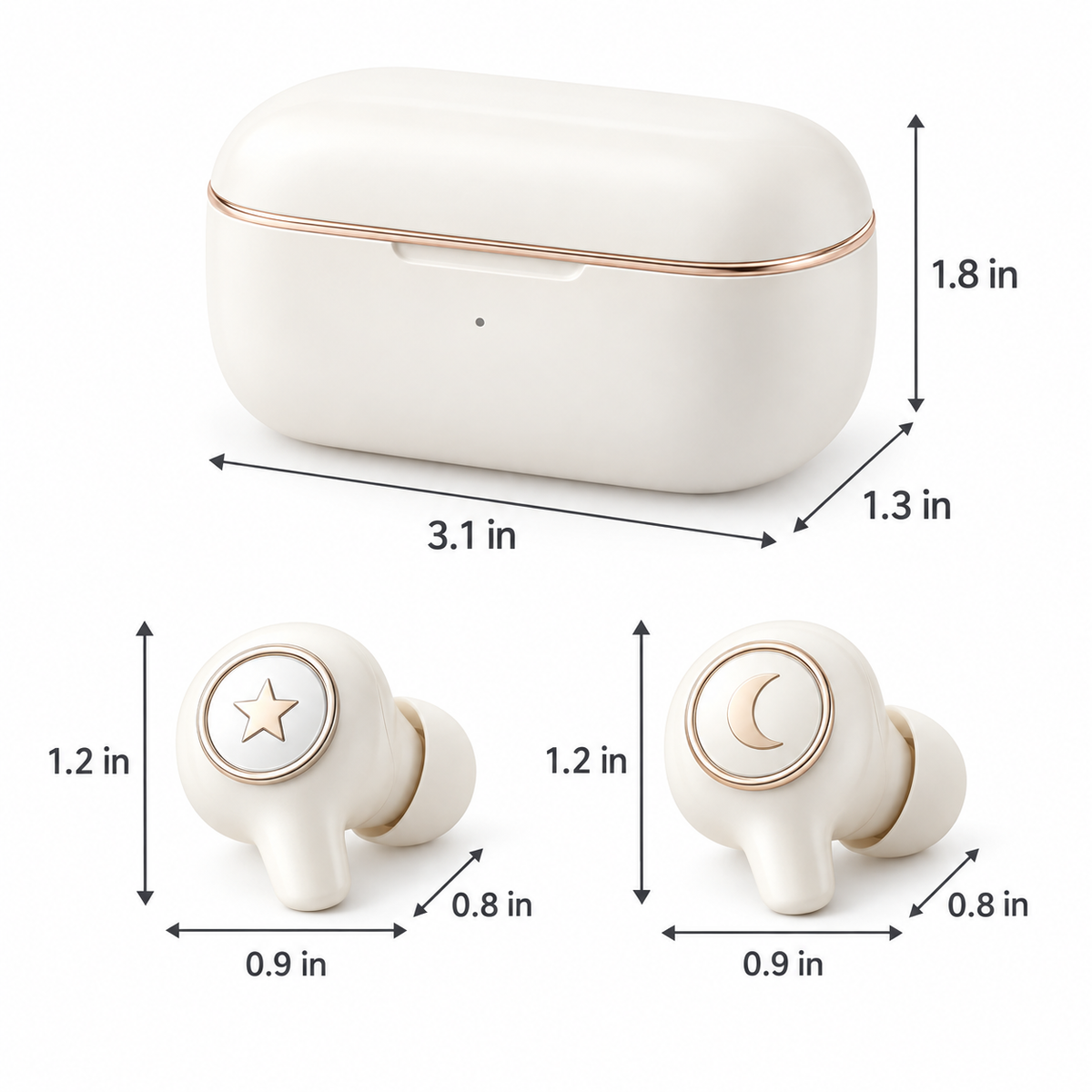 Star and Moon TWS Earbuds with Charging Case