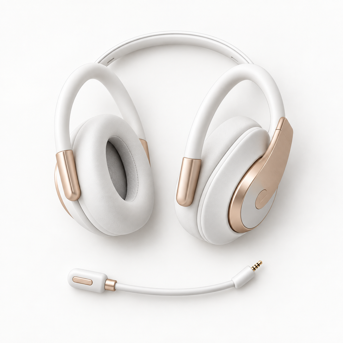 White Gold Over-Ear Headset with Detachable Boom Microphone