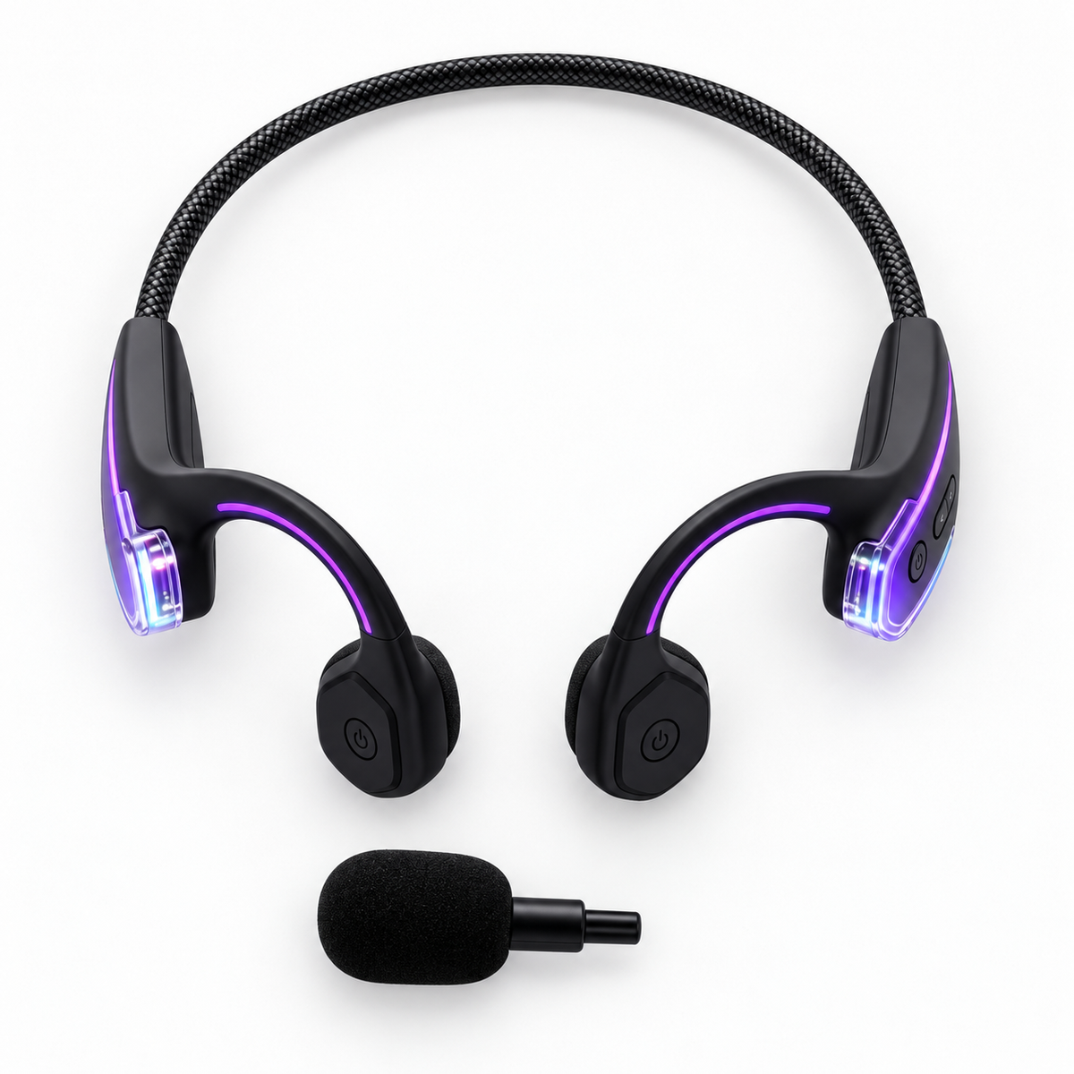 Open-Ear Bone Conduction Gaming Headset with Detachable Boom Microphone