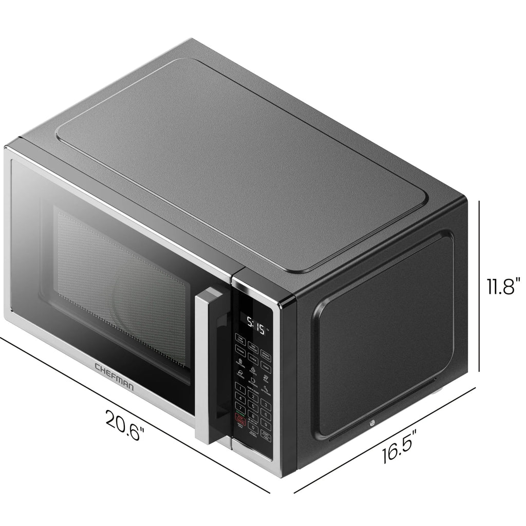 Chefman Countertop Microwave Oven, 0.9 Cu Ft, 900 Watts, Stainless Steel - CRJ55-SS-9
