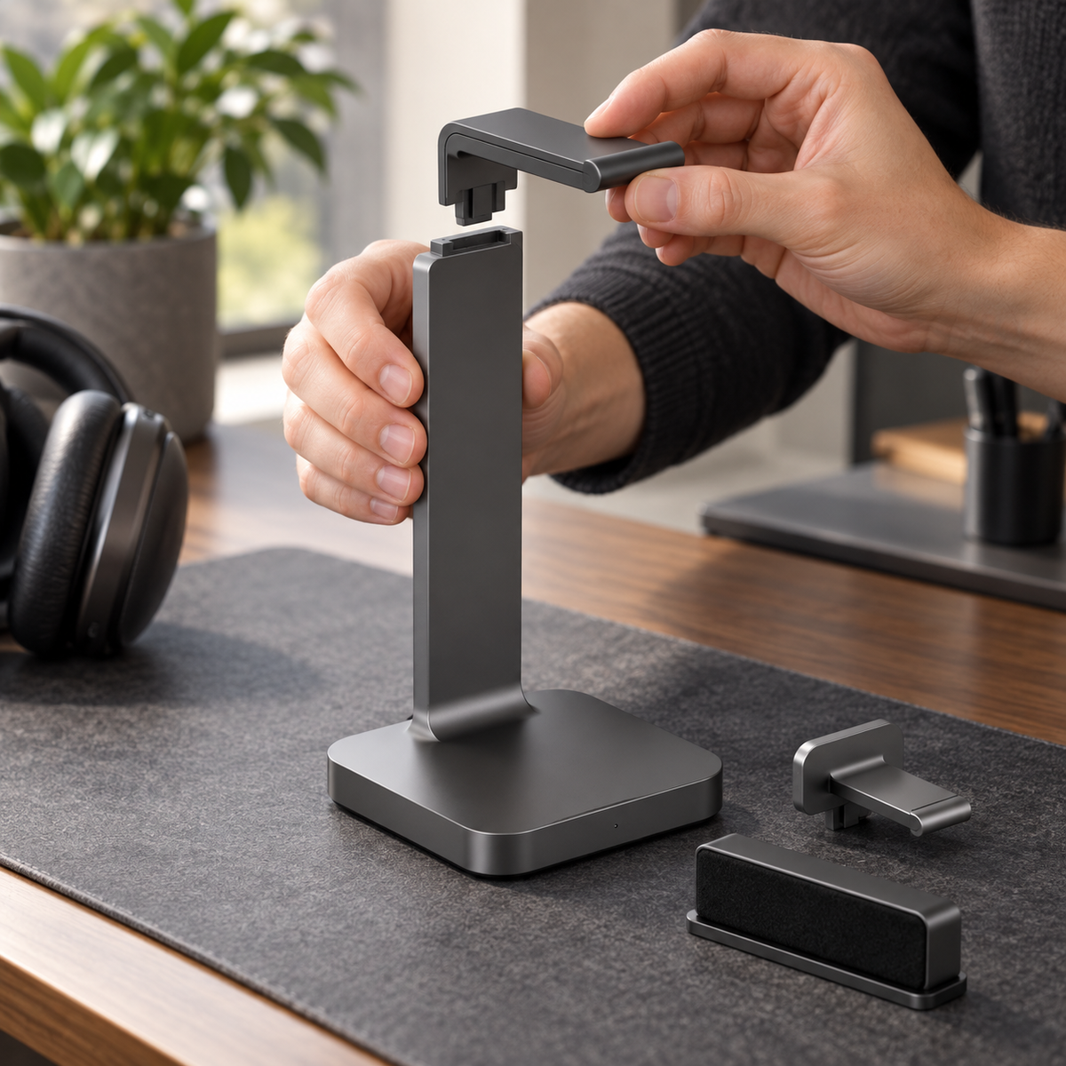 Aluminum Modular Headphone Stand, Detachable Multi-Style Headset Holder