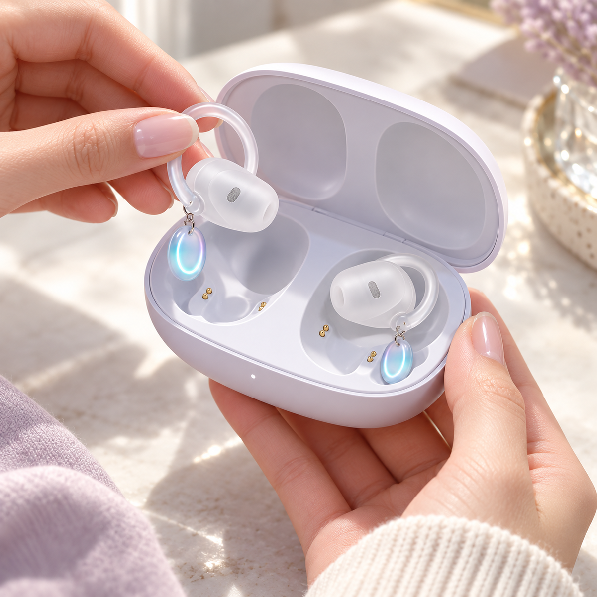 Lunar Charm Wireless Earbuds with Charging Case