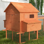 PawHut Wooden Chicken Coop With Run And Inner Hen House Space - 145 in
