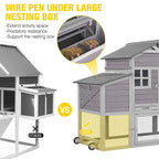 Aivituvin Mobile Chicken Coop Hen House With Wheels And Handrail For 2-4 Chickens