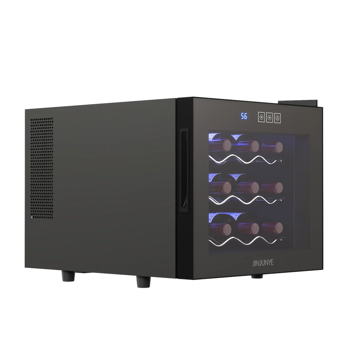 JINJUNYE Countertop Wine Cooler Refrigerator, 12 Bottle, Glass Door