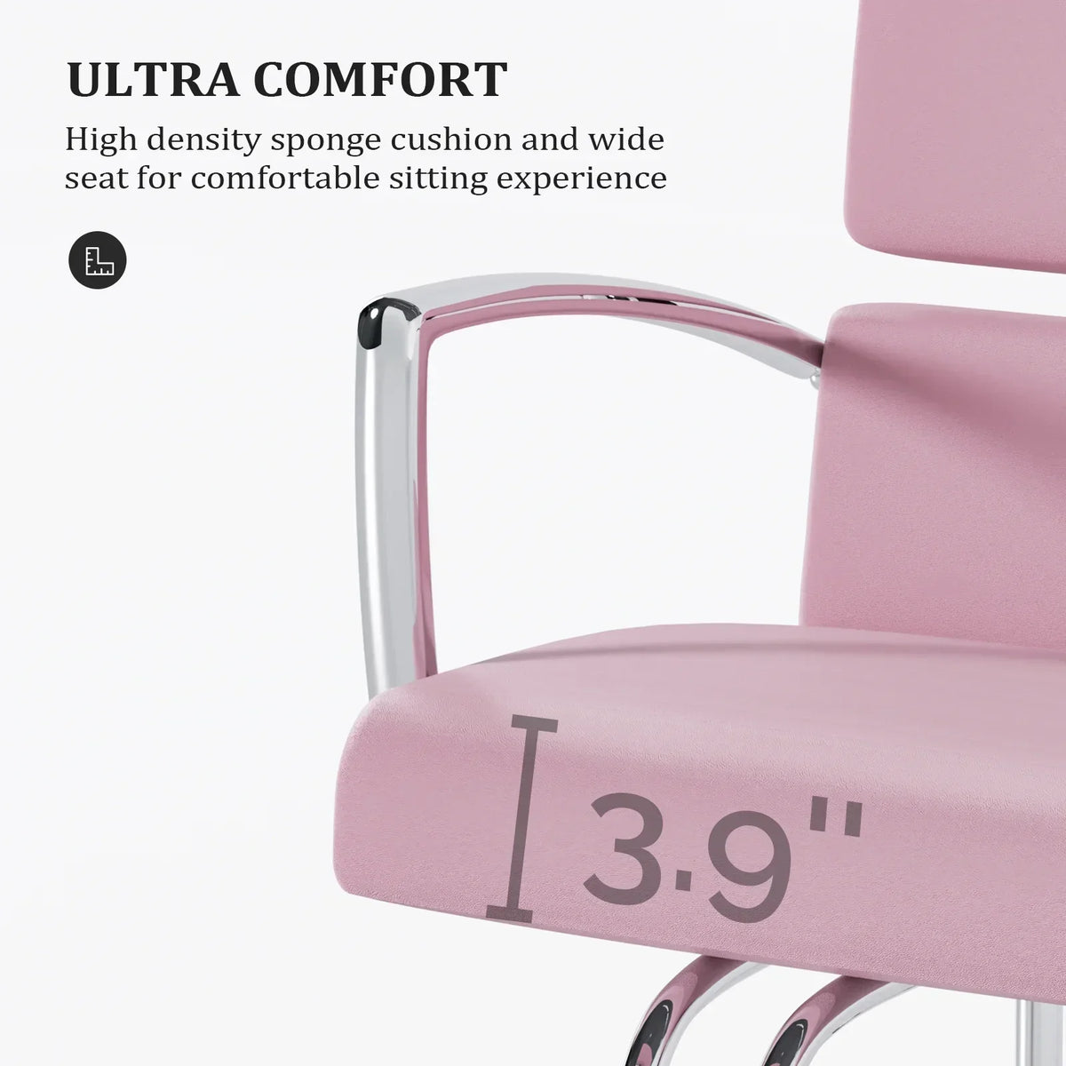 OmySalon Salon Chair With Hydraulic Pump, Pink, 360 Degree Swivel