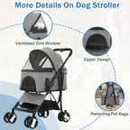 Dkeli 3-in-1 Folding Pet Stroller With Detachable Carrier And Car Seat, 44 Lbs