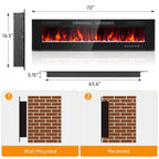 Dovov Wall Mounted Electric Fireplace Heater, 50 inch, Black, 750/1500W