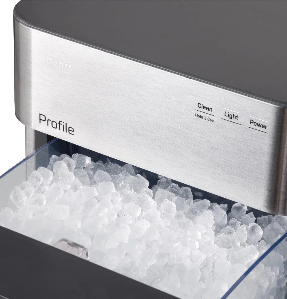 GE Profile Opal 2.0 Ultra Nugget Ice Maker With Scale Inhibiting Filter, Scoop, 38 lbs In 24 Hours, WiFi - Stainless Steel