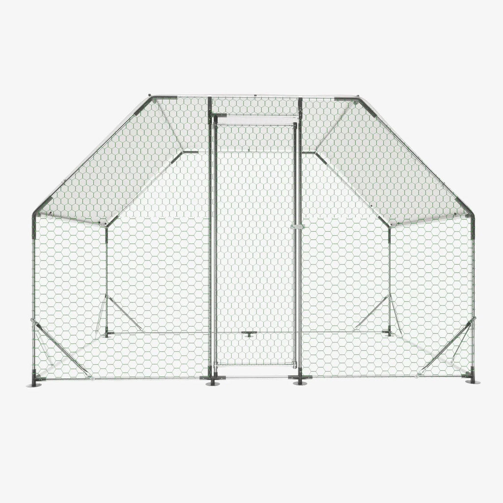 Seizeen Walk-In Chicken Coop Run for 6-8 Chickens, 10FT - Waterproof Galvanized Wire