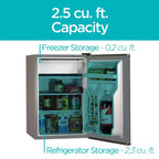 BLACK+DECKER 2.5 cu. ft. Mini Fridge With Freezer, Stainless Look - BCRK25V