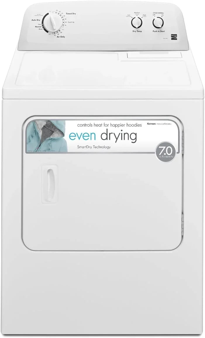 Kenmore Front Load Electric Dryer With Wrinkle Guard, 29in, 7.0 Cu. Ft., White - 62332