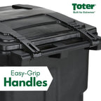 Toter 64 Gallon Black Outdoor Trash Can With Wheels And Lid