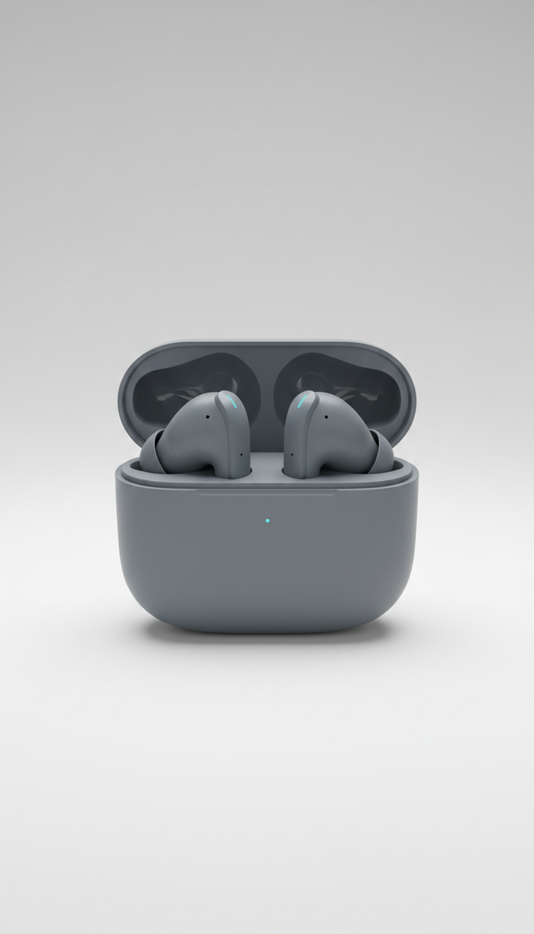 In-ear headphones with slate gray shell