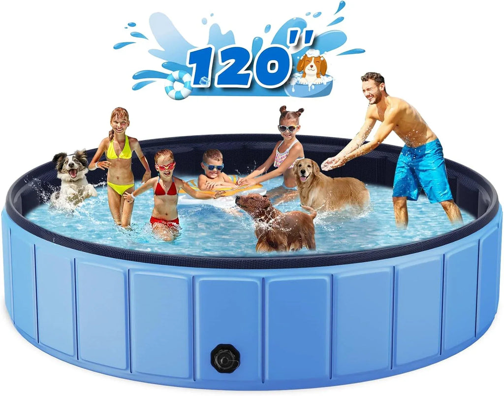 Totiro Foldable Dog Swimming Pool, 120in x 20in, PVC, Blue