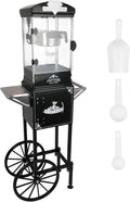 RENDGO Popcorn Maker Machine With Cart, 10 Oz Kettle, 60 Cups, Black