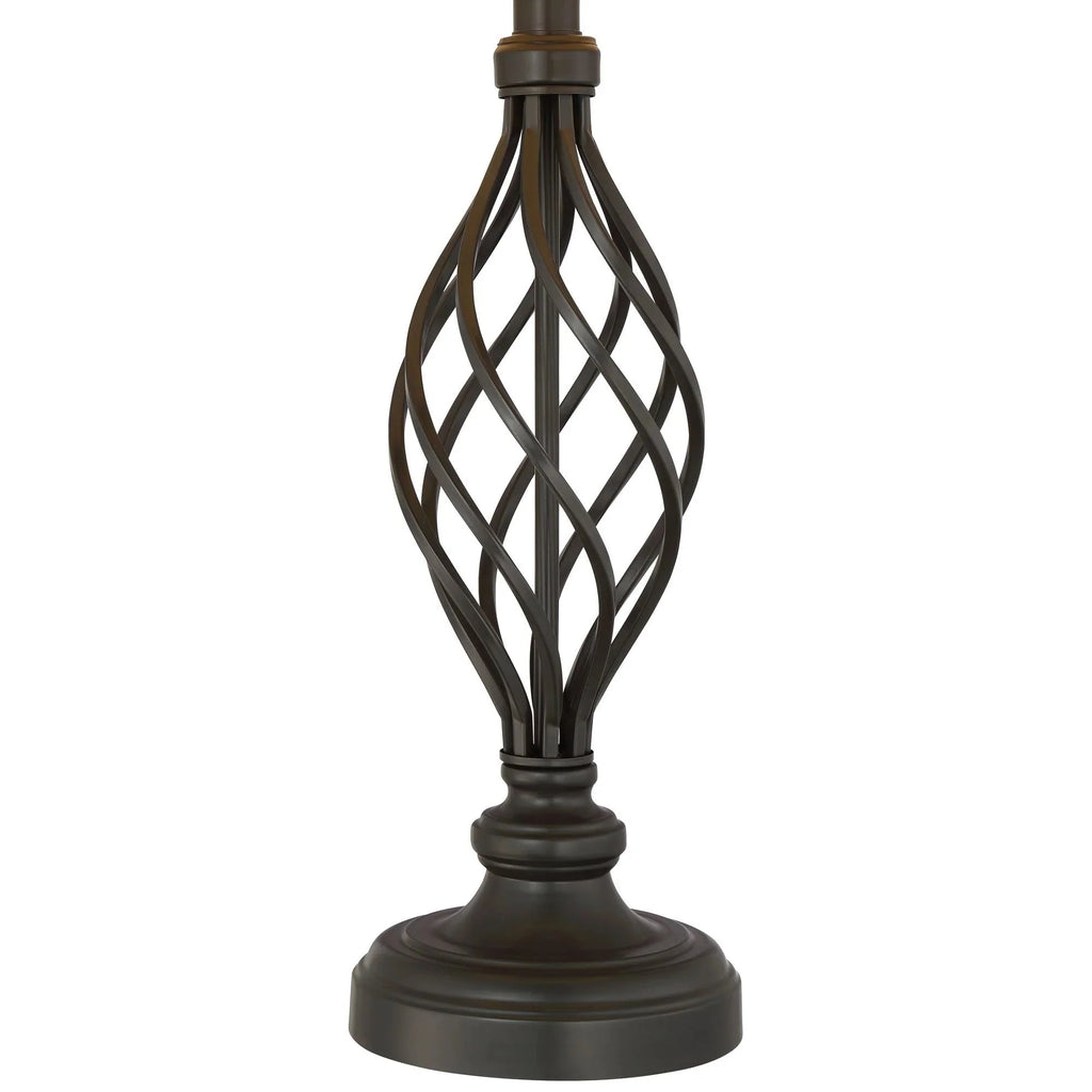 Franklin Iron Works Annie Table Lamps, Set of 2, 28 in Tall, Bronze Iron, Cream Tapered Drum Shade - Annie