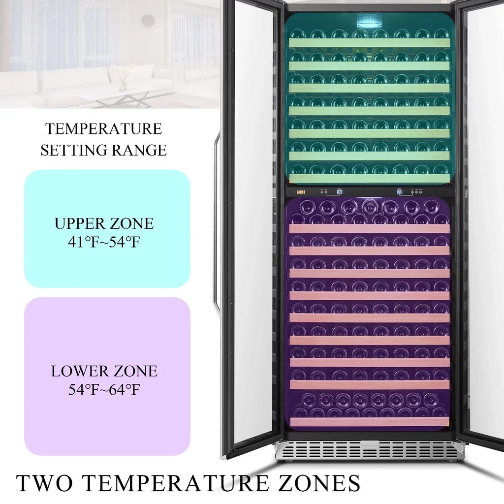 Lanbo 32 Inch 287 Bottle Dual Zone Compressor Freestanding Wine Refrigerator - LW328DD