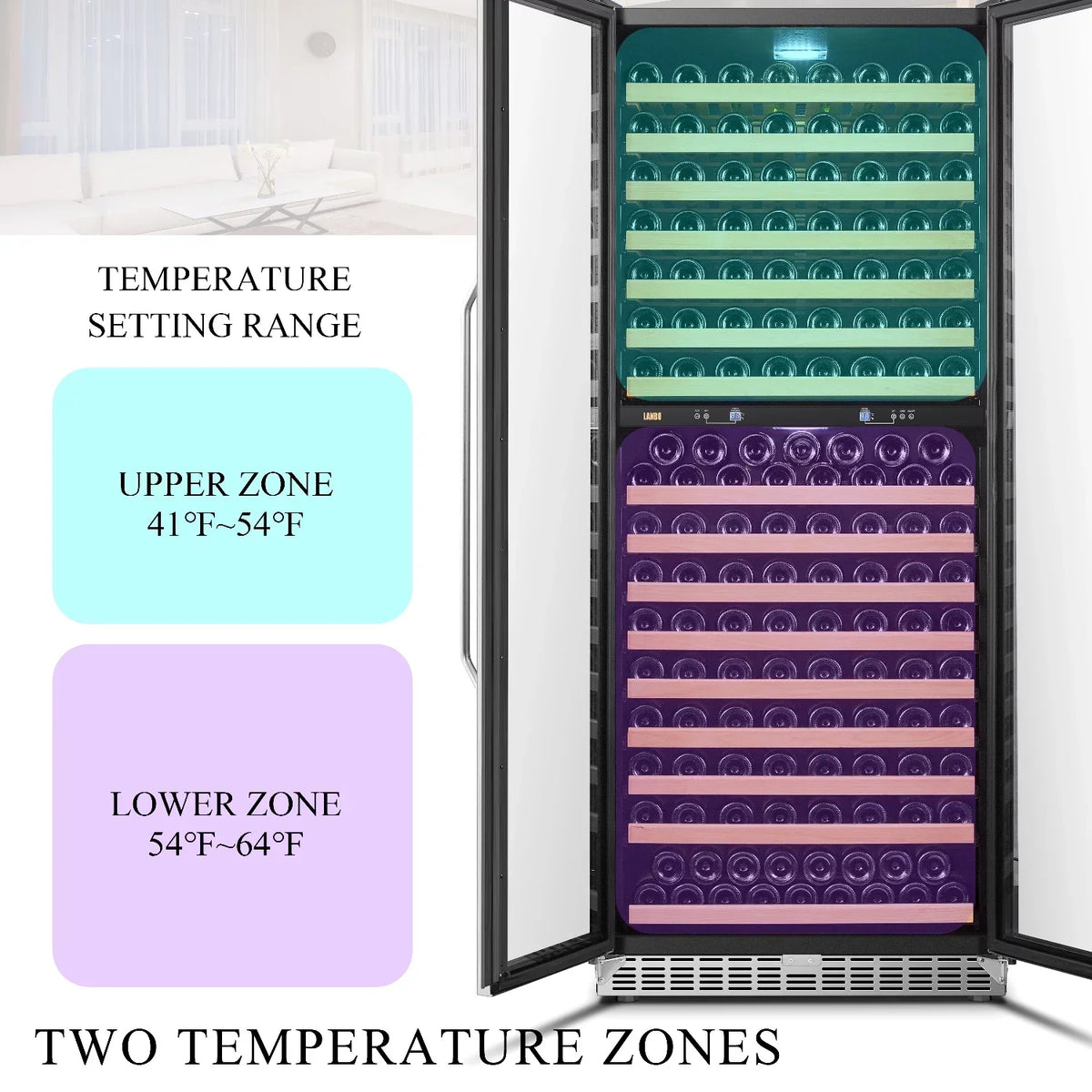 Lanbo 32 Inch 287 Bottle Dual Zone Compressor Freestanding Wine Refrigerator - LW328DD