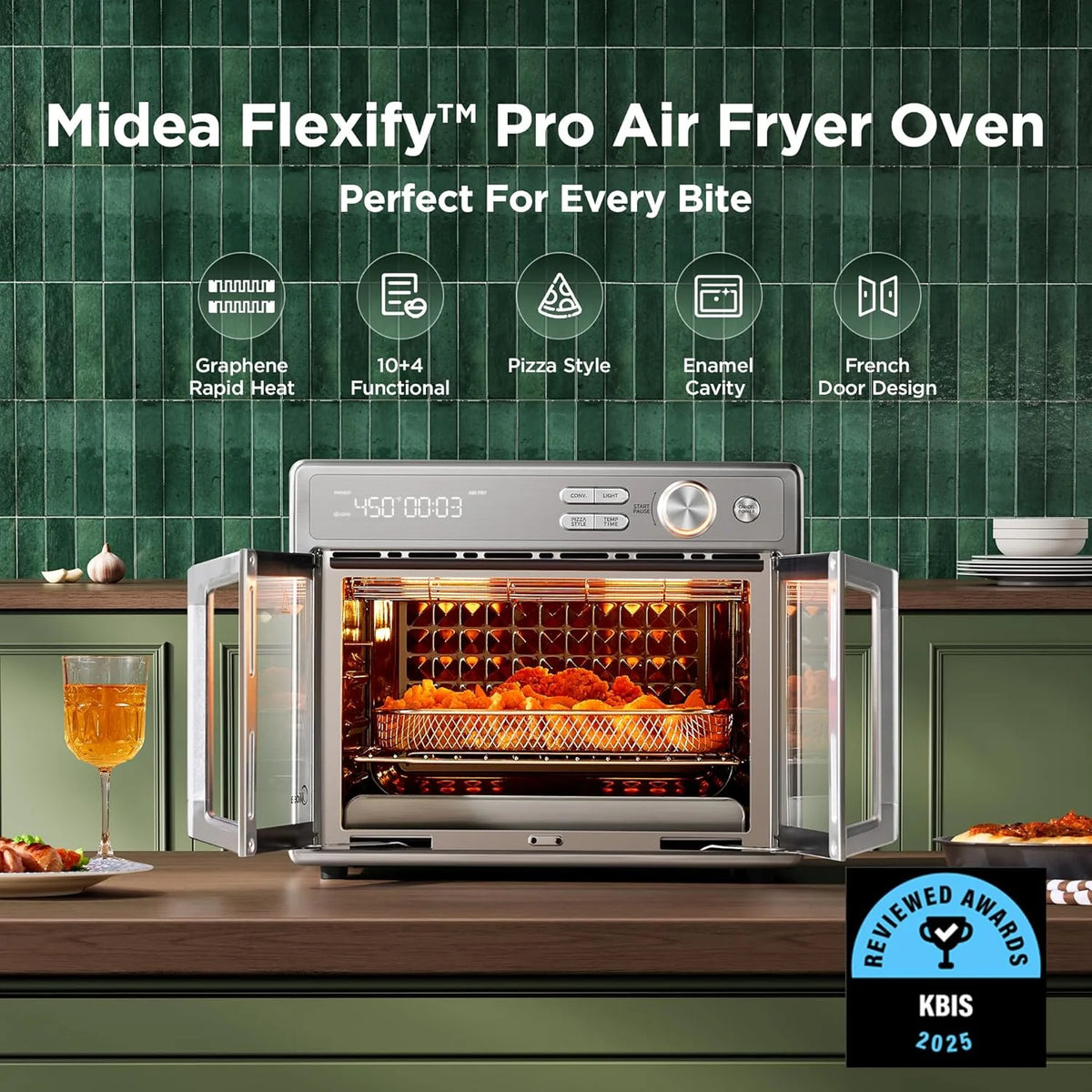 Midea Toaster Oven Air Fryer Combo, 10+4 Functions, 26.4 QT Stainless Steel, 450F - Flexify Pro