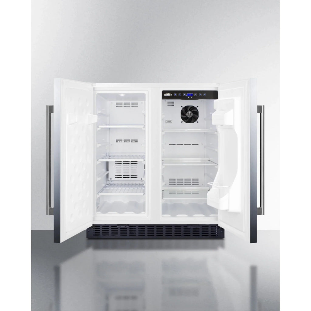 30" Wide Undercounter Frost-Free Side-by-Side Refrigerator-Freezer, Stainless Steel With Locks And Digital Controls