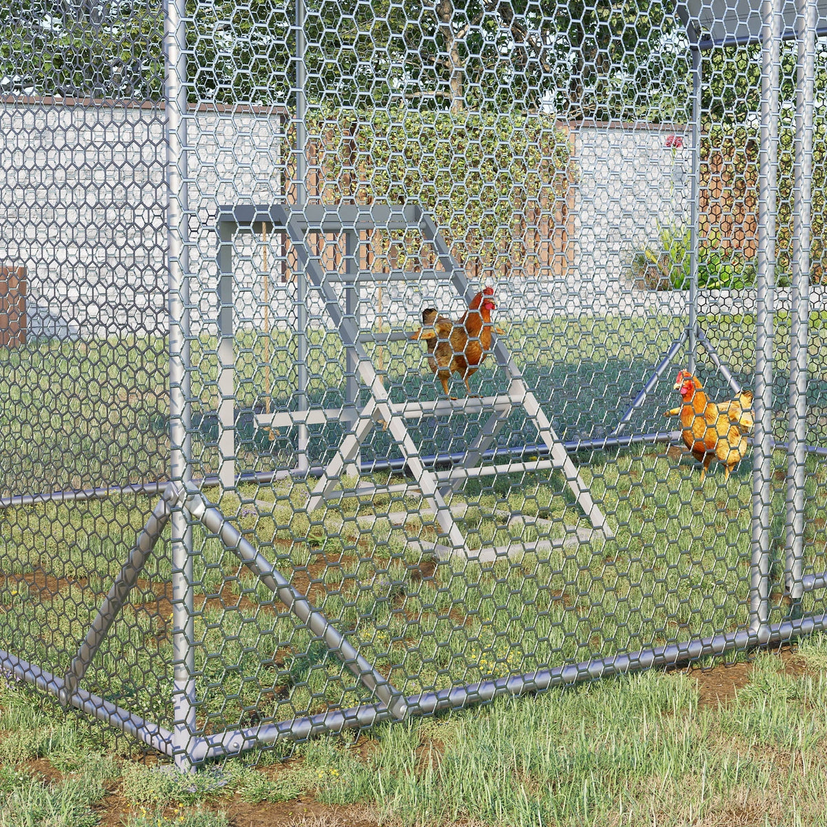 PawHut Chicken Activity Play Center With Swing, Perches And Platform, Pastel Gray - D51-350V00GY