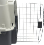 SportPet Designs Plastic Airline Approved Rolling Dog Kennel With Wire Door, XXX-Large, Gray, 48in L x 32in W x 36in H