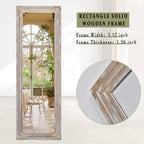 BEAUTYPEAK Full Length Floor Mirror With Stand, 64 x 21 in, Retro White