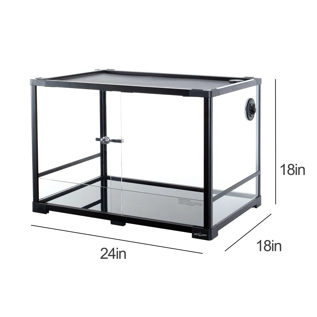 REPTIZOO Reptile Knock-Down Full View Natural Terrarium, Black, 24 x 18 x 18 inches