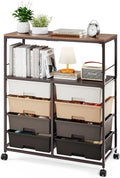 8-Drawer Rolling Storage Cart With Wooden Top And Lockable Wheels