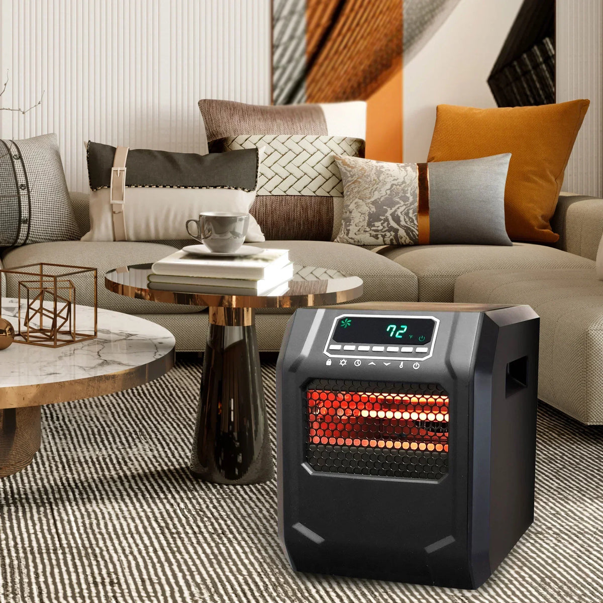 Lifesmart Infrared Quartz Space Heater, 4 Element 1500W, Black