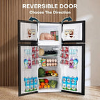 Upstreman 4.0 Cu.Ft Double Door Mini Fridge With Freezer, Black - BR401