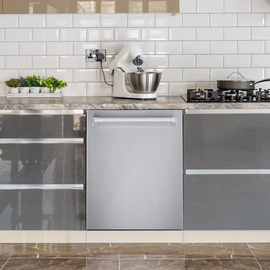 Cosmo 4-Piece Kitchen Appliance Package With 30 in Electric Range, 30 in Wall Mount Hood, 24 in Dishwasher And French Door Refrigerator