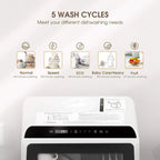 NOVETE Countertop Dishwasher, 5 L Water Tank, 5 Programs, White - TDQR01