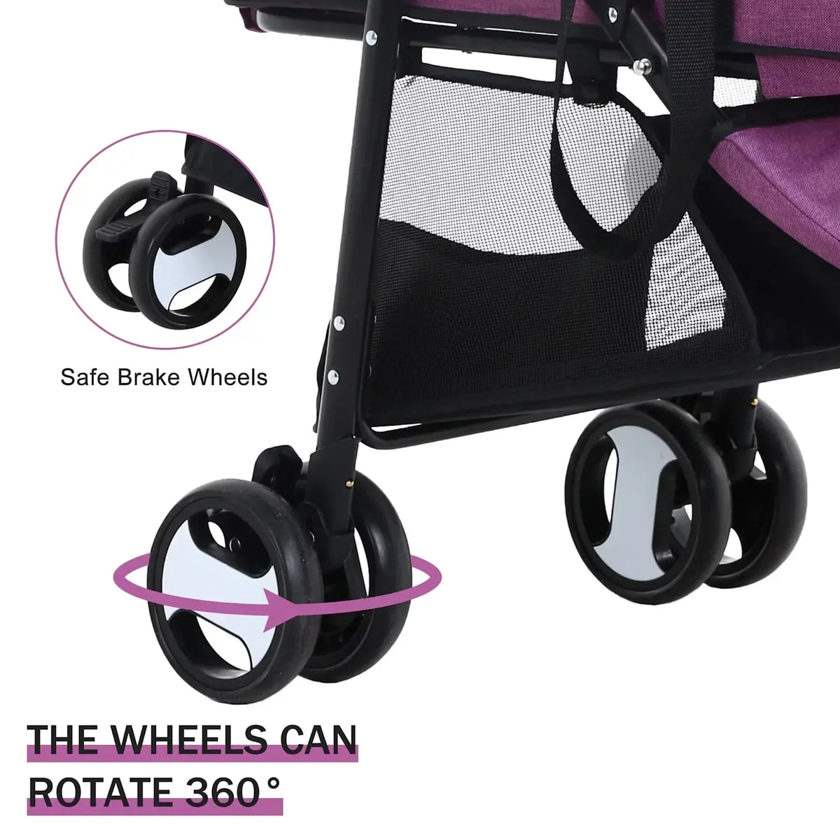 YRLLENSDAN 3-in-1 Pet Stroller With Detachable Carrier And 4 Wheels