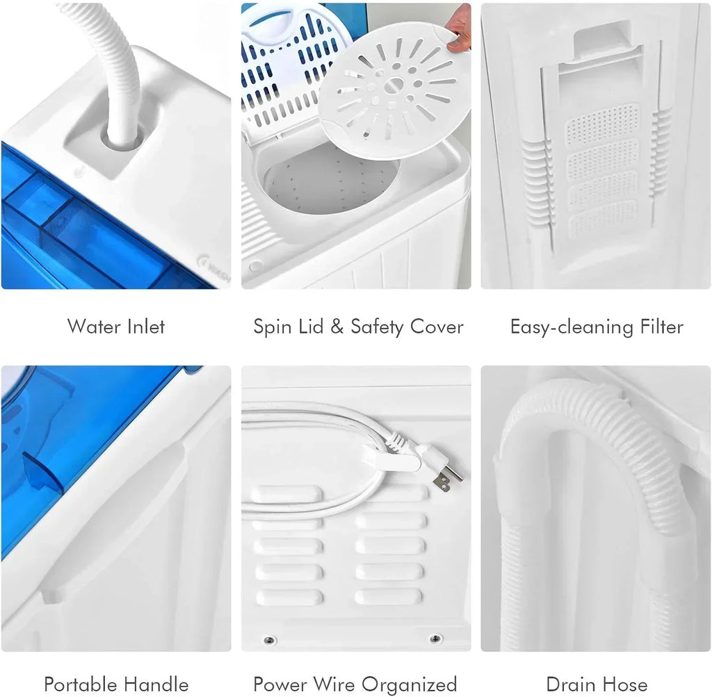 Costway Double Tub Washing Machine, 26 lb Capacity, 18 lb Wash, 8 lb Spin, Drain Pump