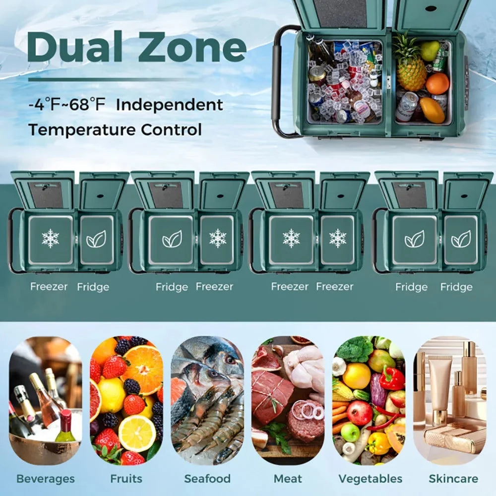 Spaco Dual-Zone 53QT Portable Car Refrigerator Freezer
