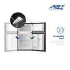 Arctic King Two-Door Mini Fridge With Freezer, 3.2 Cu ft, 18.5 in x 19.4 in x 33.3 in, Stainless Steel - E-Star
