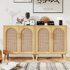 Rovaurx Set Of 2 Rattan Storage Cabinets With Doors