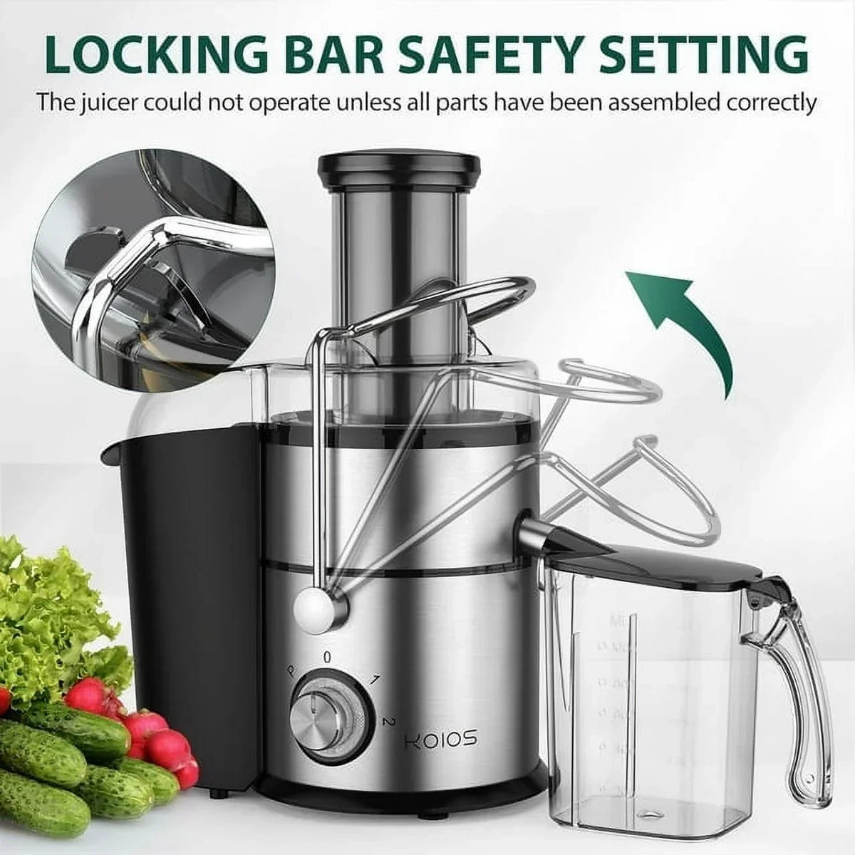 Centrifugal Juicer Machine 1100W, 3 in Feed Chute, BPA Free, Black