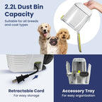 PAWSPIK Pet Grooming Vacuum Kit, 7 Tools, 6 Suction Levels, 2.2L Dust Bin - GroomingPro Rx