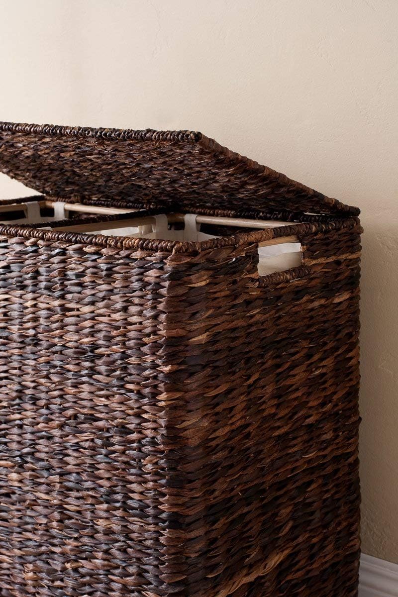 Sofia + Sam Oversized Divided Seagrass Hamper With 2 Canvas Liners, 28 x 14 x 27 Inches - 4602