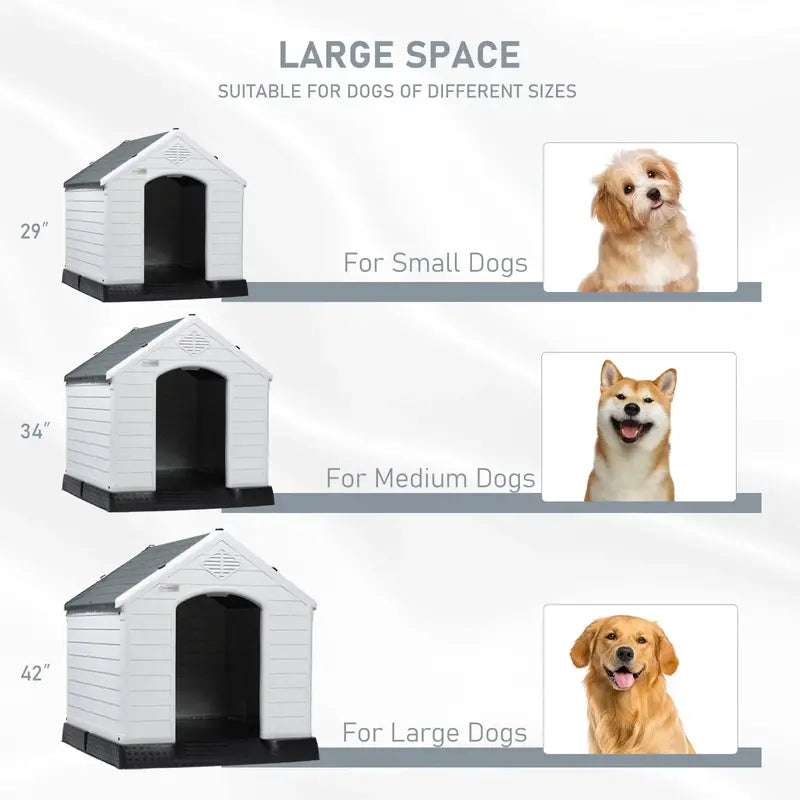 LEMBERI Weatherproof Plastic Dog House - Indoor/Outdoor Use