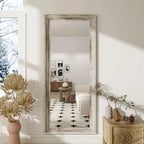 BEAUTYPEAK Full Length Floor Mirror With Stand, 64 x 21 in, Retro White