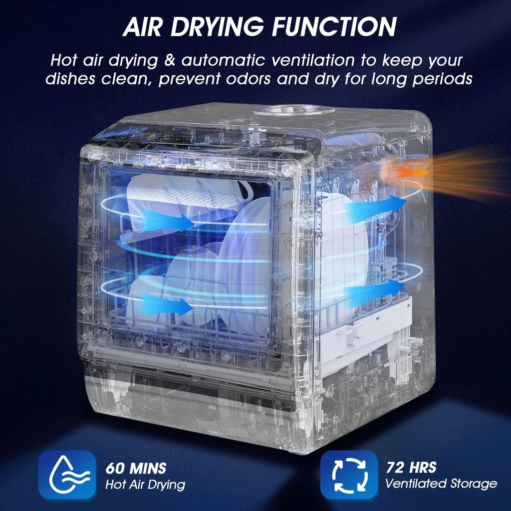 AIRMSEN Portable Countertop Dishwasher With 5L Built-In Water Tank And 5 Washing Programs - AE-TDQR03
