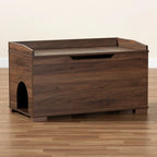 Baxton Studio Cat Litter Box Cover House, Walnut Brown, 35.40 x 18.90 x 20.10 in - Mariam
