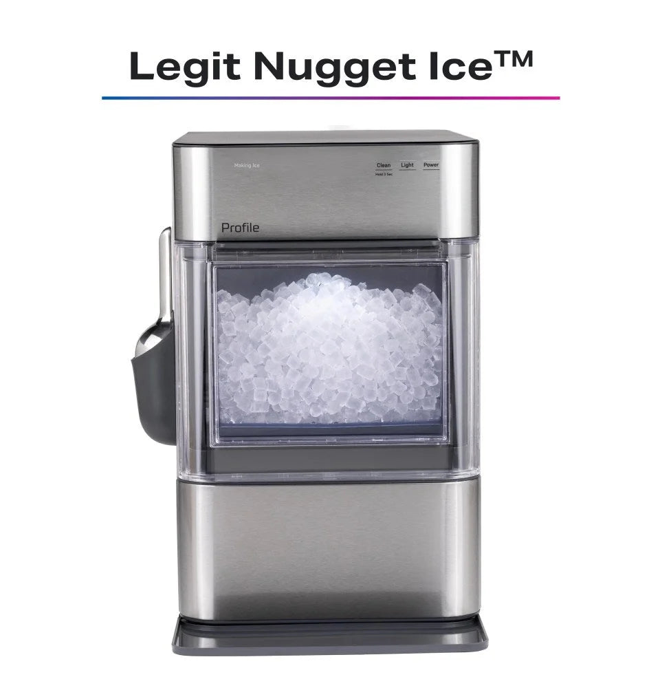 GE Profile Opal 2.0 Ultra Nugget Ice Maker With Scale Inhibiting Filter, Scoop, 38 lbs In 24 Hours, WiFi - Stainless Steel