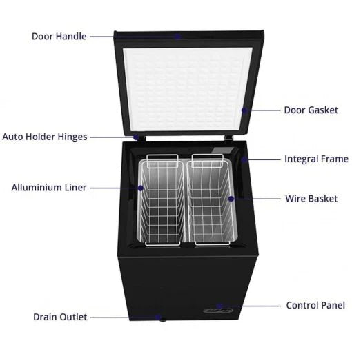 Northair Chest Freezer, 3.5 Cu Ft, 2 Removable Baskets, Black